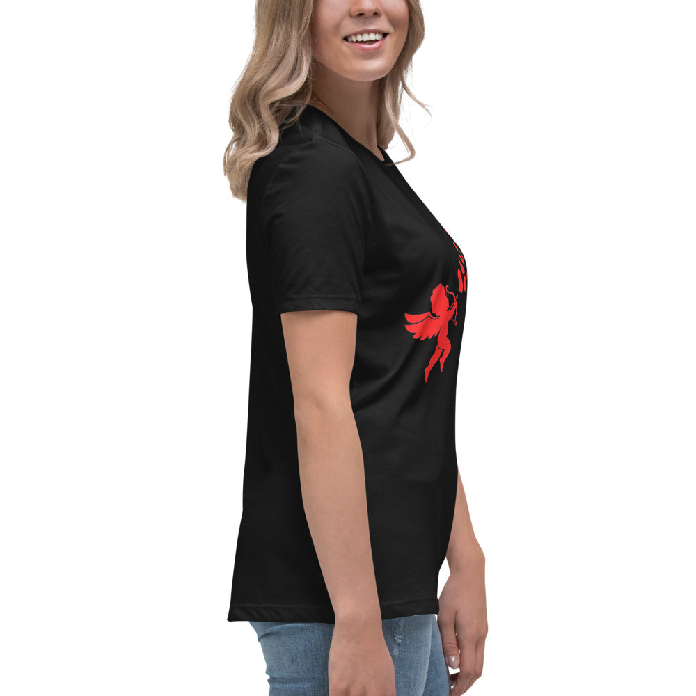 Red Cupid Angel Valentine's Day Hearts Womens T-Shirt
